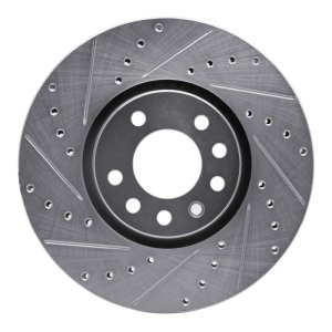 Chevrolet ASTRA Brake Rotor (1) - Front Left - R1 Concepts - Drilled & Slotted - Silver - `99-`10